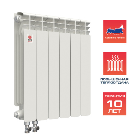 НРЗ Радиатор биметаллический нижнее правое подключение 500/100 07сек ПРОФИ (1379 Вт)