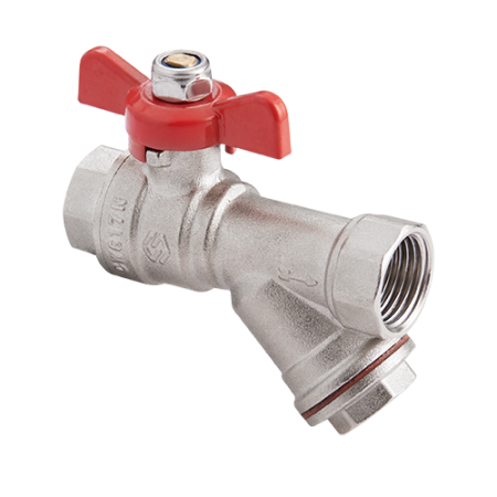 Кран шаровый ду 15 латунный полнопроходной с фильтром,баб, PN 25 MVI BV.632.04